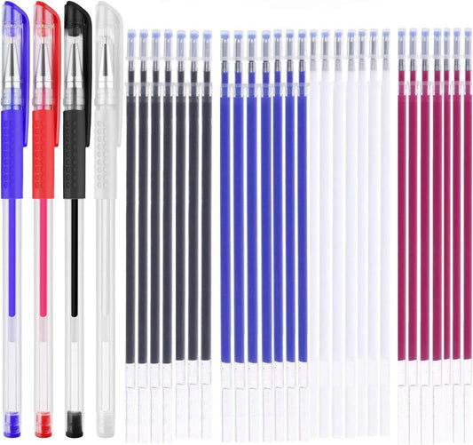 Heat Erasable Fabric Marking Pens with 28 Refills for Tailors Sewing, and Quilting Dressmaking, 4 Colors Heat Erase Pens for Fabrics.