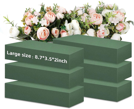 Gardace 6 Pack Floral Foam Blocks Each (8.7"L x 3.5"W x 2"H), Green Wet and Dry Floral Foam, Used for Fresh Flowers and Artificial Flowers, Plant Foam is Suitable for Wedding, Festival Decoration