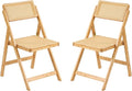 Furlide Rattan Folding Chairs, Modern Mid Century Dining Chairs Set of 2 by Furlide
