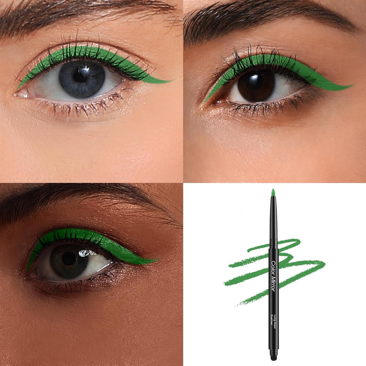 Smudge Proof Eyeliner, Waterproof Retractable Eye liner with Brush, Matte and Shimmer Eyeliner Pencil, Creamy Texture, Long lasting & Smooth,07 Celery Matte