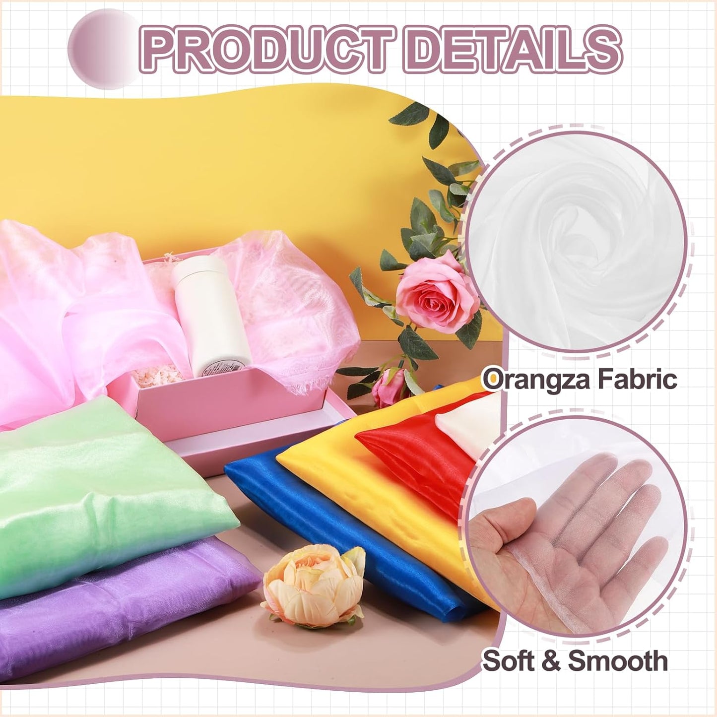 MECCANIXITY Iridescent Sheer Organza Fabric, 10 Yards x 59 Inches Solid Holographic Shiny Fabric Organza Cloth for Wedding, Curtains, Costume, Photo Background, White