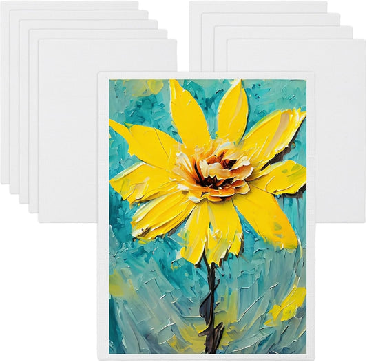 MECCANIXITY Canvas Boards for Painting, 6x8 Cotton Blank Primed Art Canvas Panels Acid-Free for Painting Supplies Oil Acrylic Tempera Watercolor Pouring Paint Artists(White, Pack of 10)