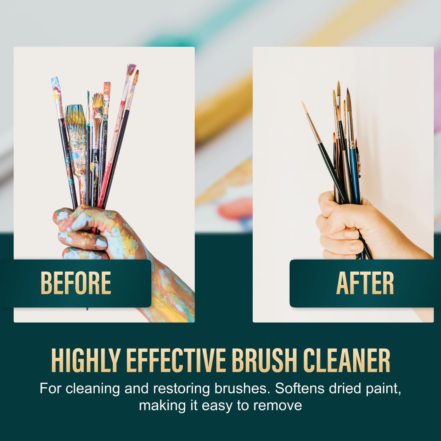 Oil Paint Brush Cleaner and Restorer-Paintbrush Cleaner for Acrylic, Oil, and Glass Paints-Biodegradable, Non-Toxic, Odorless, Eco-Friendly, Quick-Clean Formula Paint Remover (32 Fl Oz)
