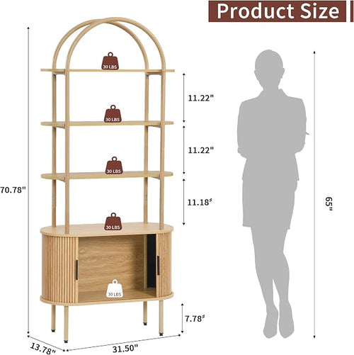 71" Tall Fluted Arched Bookshelf - Image 2