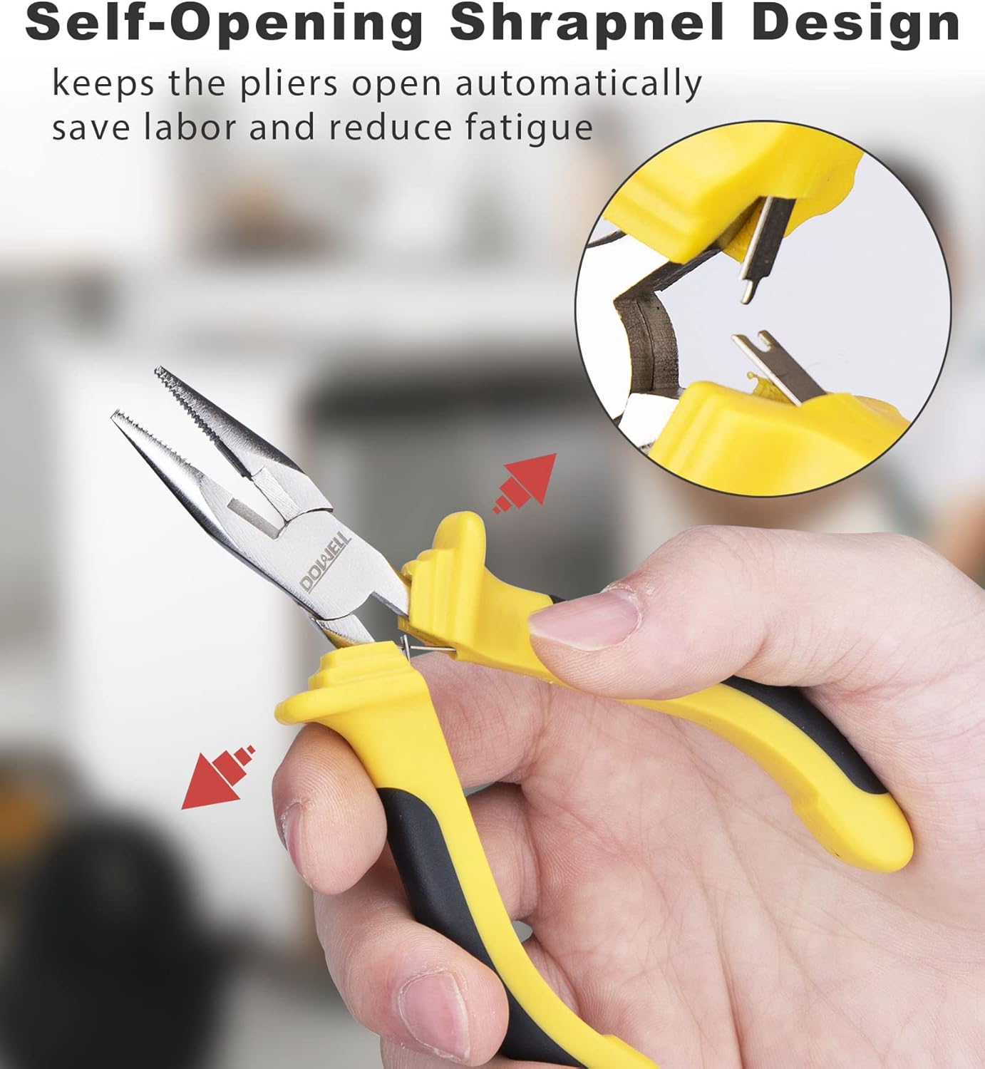 DOWELL 6-piece Mini Pliers Set Needle Nose Diagonal Long Nose Bent Nose End Cutting and Linesman for Making Crafts Repairing Electronic Devices with Pouch