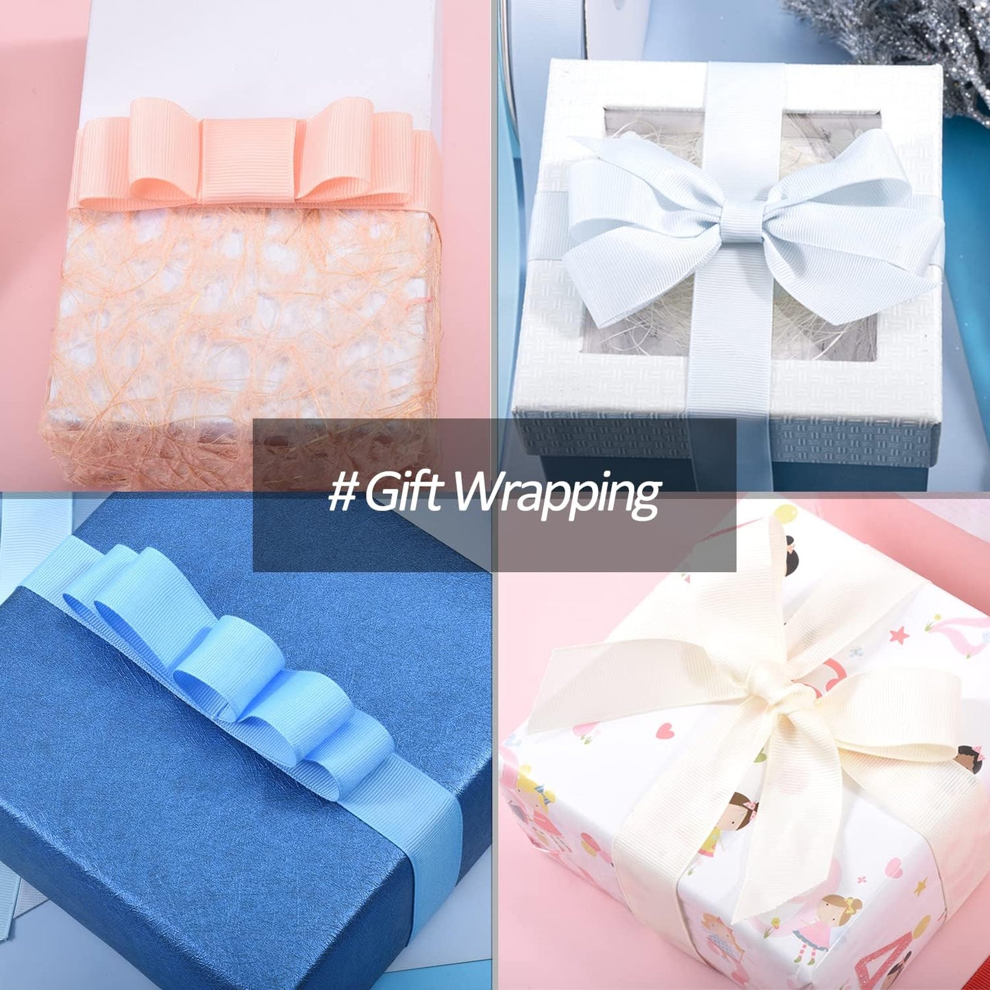 1" X 100 Yards White Grosgrain Ribbon, Premium Grosgrain Ribbon for Sewing, Gift Wrapping, Bow Making, Wedding Decor, Wrapping and More (White)