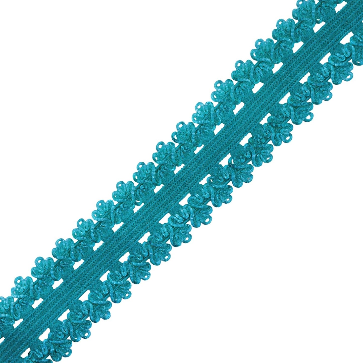 Mandala Crafts Teal Stretch Lace Soft Elastic Trim Roll - 55 Yards 1 Inch Wide Stretchy Frilly Picot Ribbon for Sewing Lingerie, Headbands, Underwear, and Crafts
