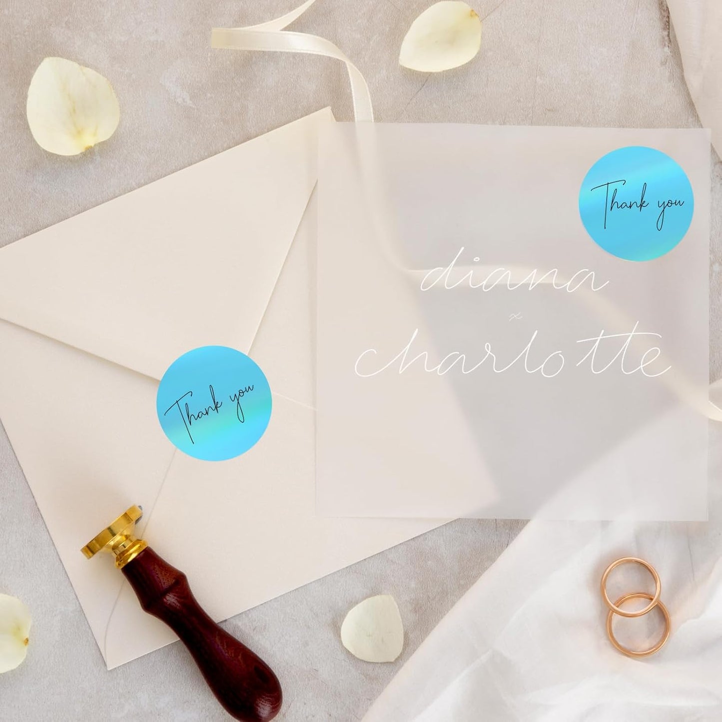 1.5" Holographic Direct Thermal Label Stickers, Round Printable Rainbow Glitter Thermal Printer Sticker Labels for Gift Wrapping, Self-Adhesive DIY Custom Logo Design- Blue