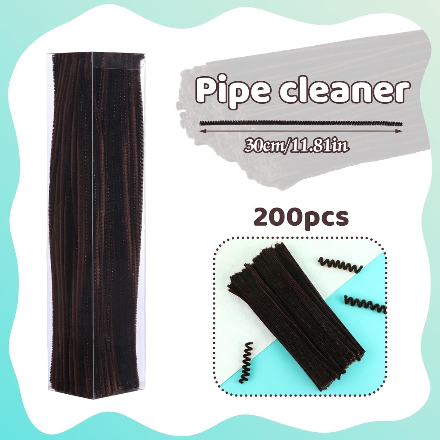 200PCS Pipe Cleaners, Brown Pipe Cleaners Chenille Stem, Fuzzy Sticks Pipe Cleaners Craft Supplies for DIY Arts Crafts Project