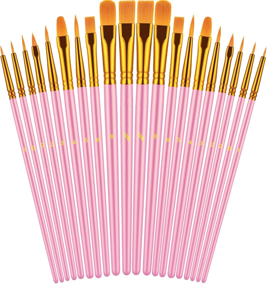 Paint Brushes Set, 20 Pcs Paint Brushes for Acrylic Painting, Oil Watercolor Acrylic Paint Brush, Artist Paintbrushes for Body Face Rock Canvas, Kids Adult Drawing Arts Crafts Supplies, Blush