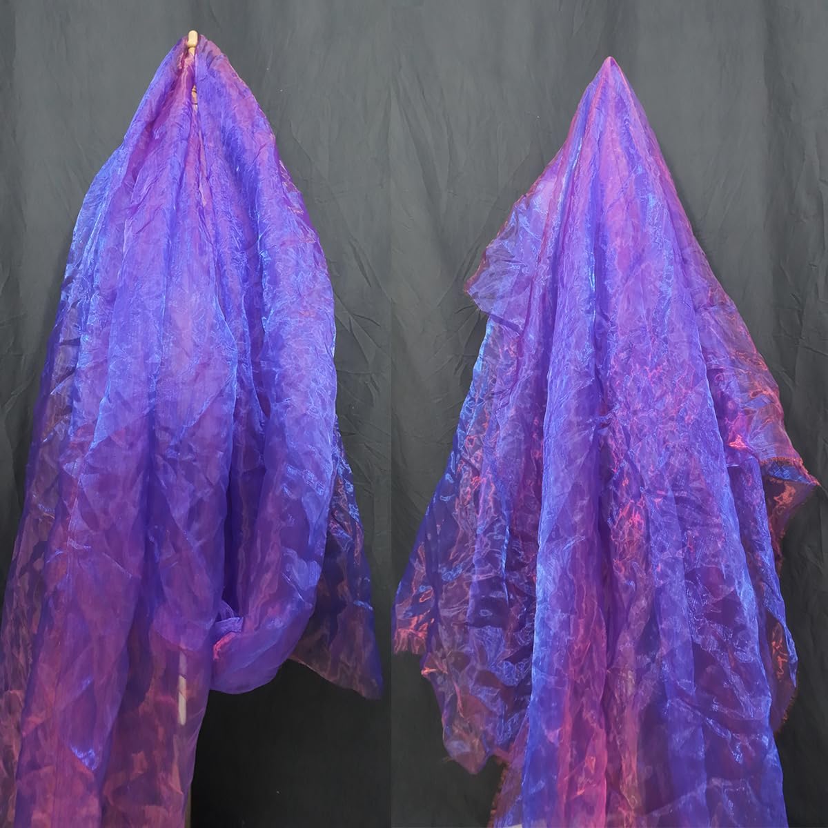Two-Tone Iridescent Holographic Organza Fabric - 11 Yards by The Yard | Lightweight Sheer Tulle | for Wedding Dresses, Party Decor, DIY Crafts, Shiny Backdrops(Royal Blue with red)