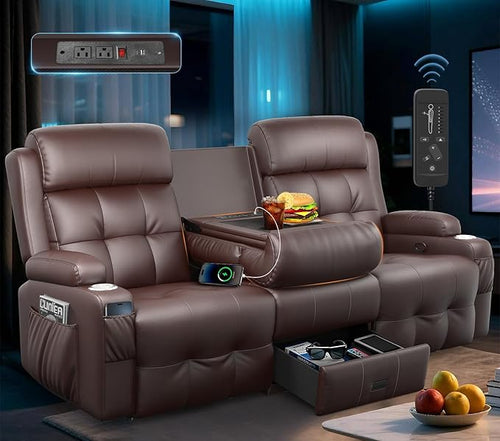3-Seater Reclining Sofa Couch, RV Wall Hugger Loveseat by TOMOSLTER