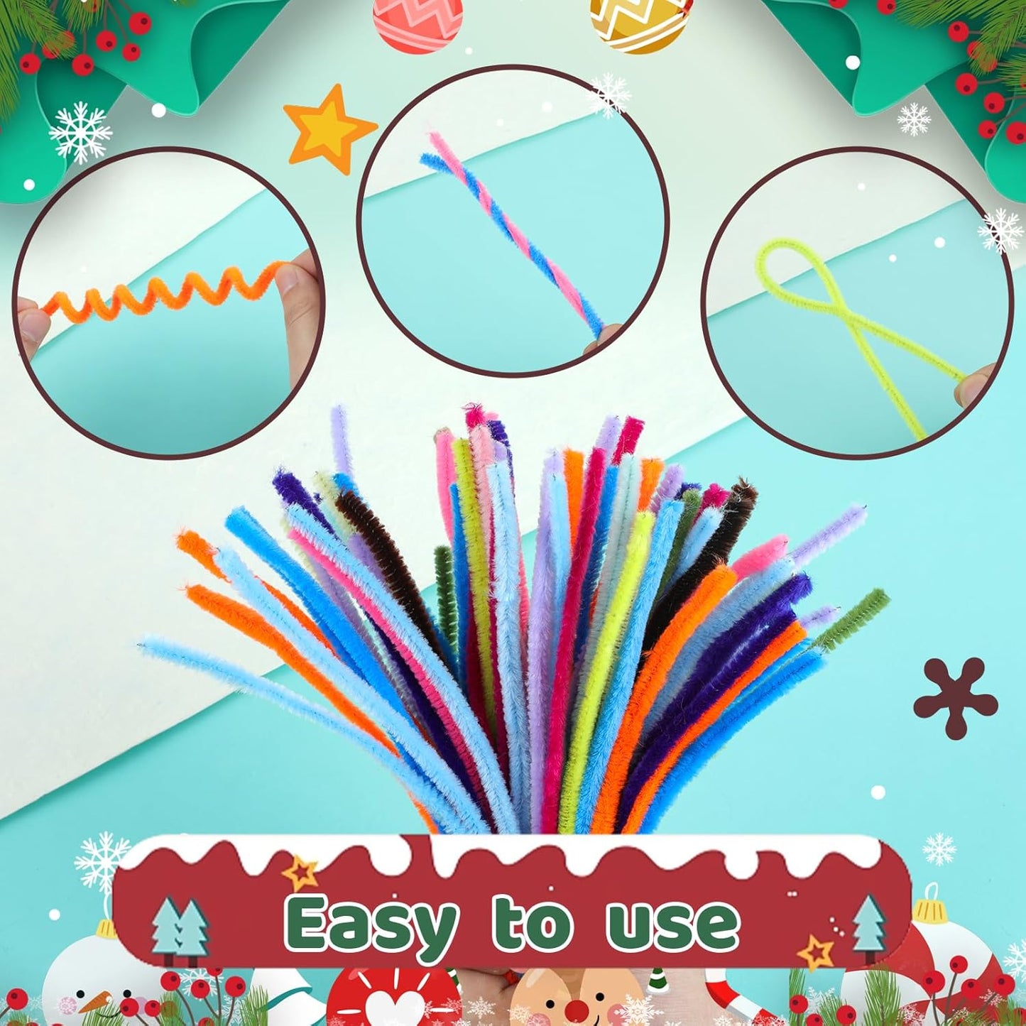 200PCS Pipe Cleaners, Brown Pipe Cleaners Chenille Stem, Fuzzy Sticks Pipe Cleaners Craft Supplies for DIY Arts Crafts Project