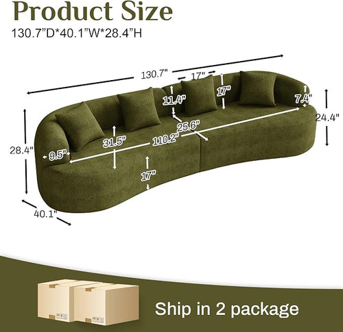 131" Oversized Sectional Sofa for Living Room, Modern Luxury Plush Chenille - Image 2