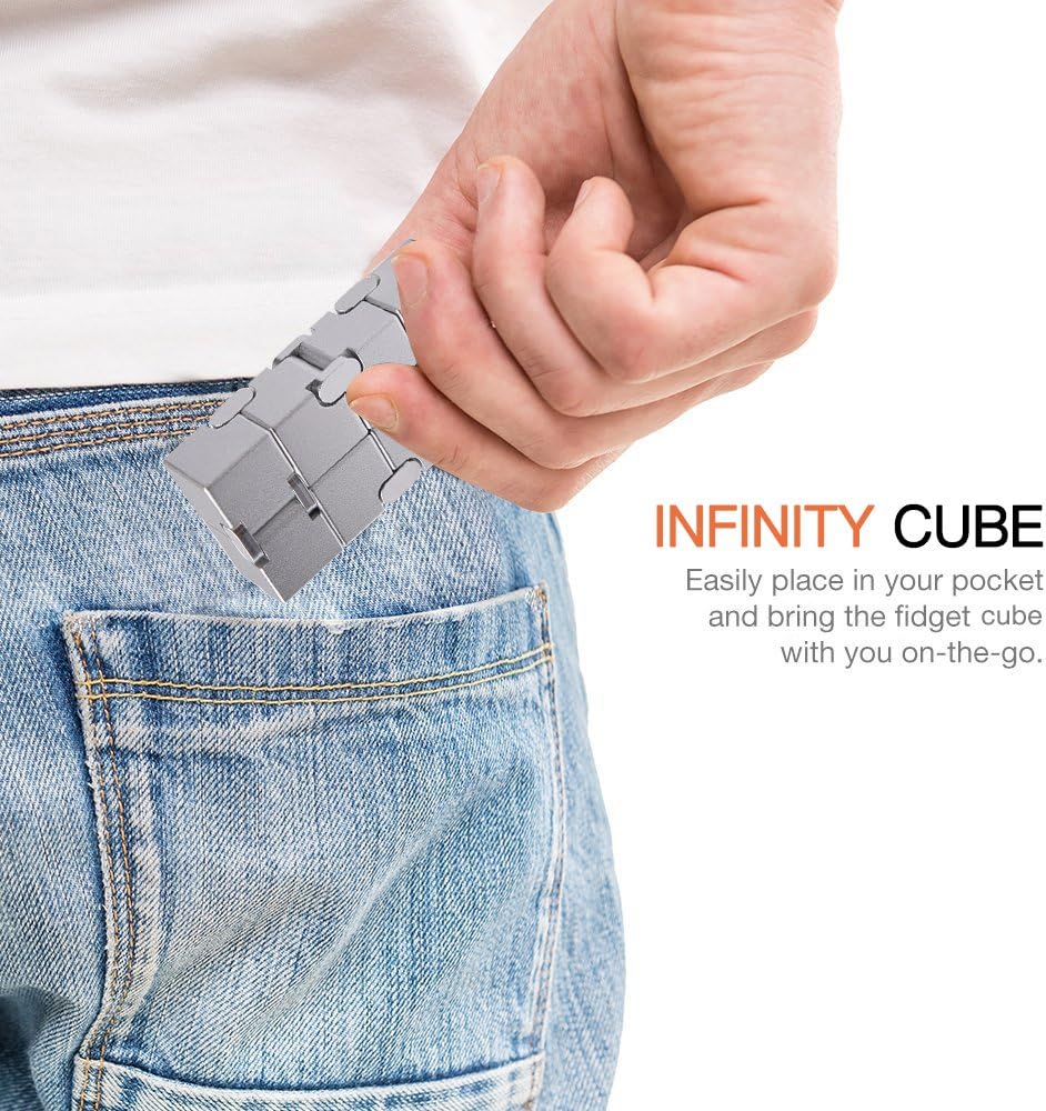 Fidget Cube New Version Fidget Finger Toys - Metal Infinity Cube Prime for Stress and Anxiety Relief/ADHD, Ultra Durable Sensory Gifts for Adults and Teens Kids
