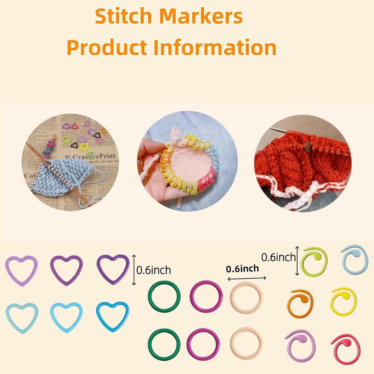 Hilsayum Triangle Shape Stitch Markers with Floral Pattern Storage Box,Crochet Markers for Crocheting and Knitting