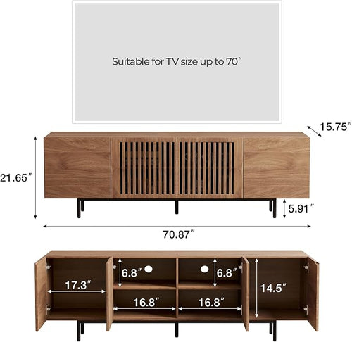 70.87" Mid-Century Modern TV Stand, Entertainment Center - Image 2