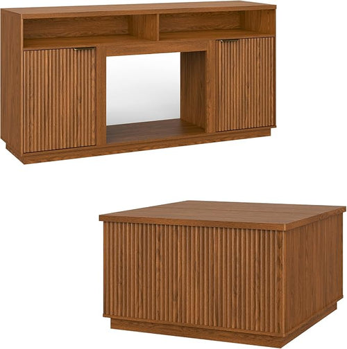 2-Piece Fluted Living Room Set Includes 31.5" Fluted Lift Top Coffee Table by PATIOCHIC