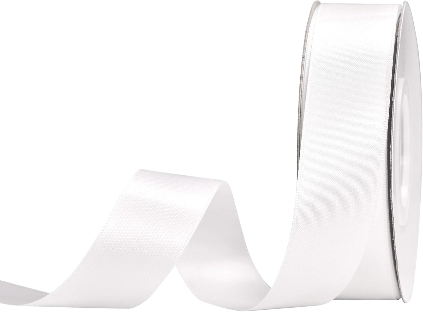 YAMA Double Face Satin Ribbon - 1 inch 25 Yards for Gift Package Wrapping,Floral Design,Hair Bow Clip Making,Crafting,Sewing,Wedding Decor,White