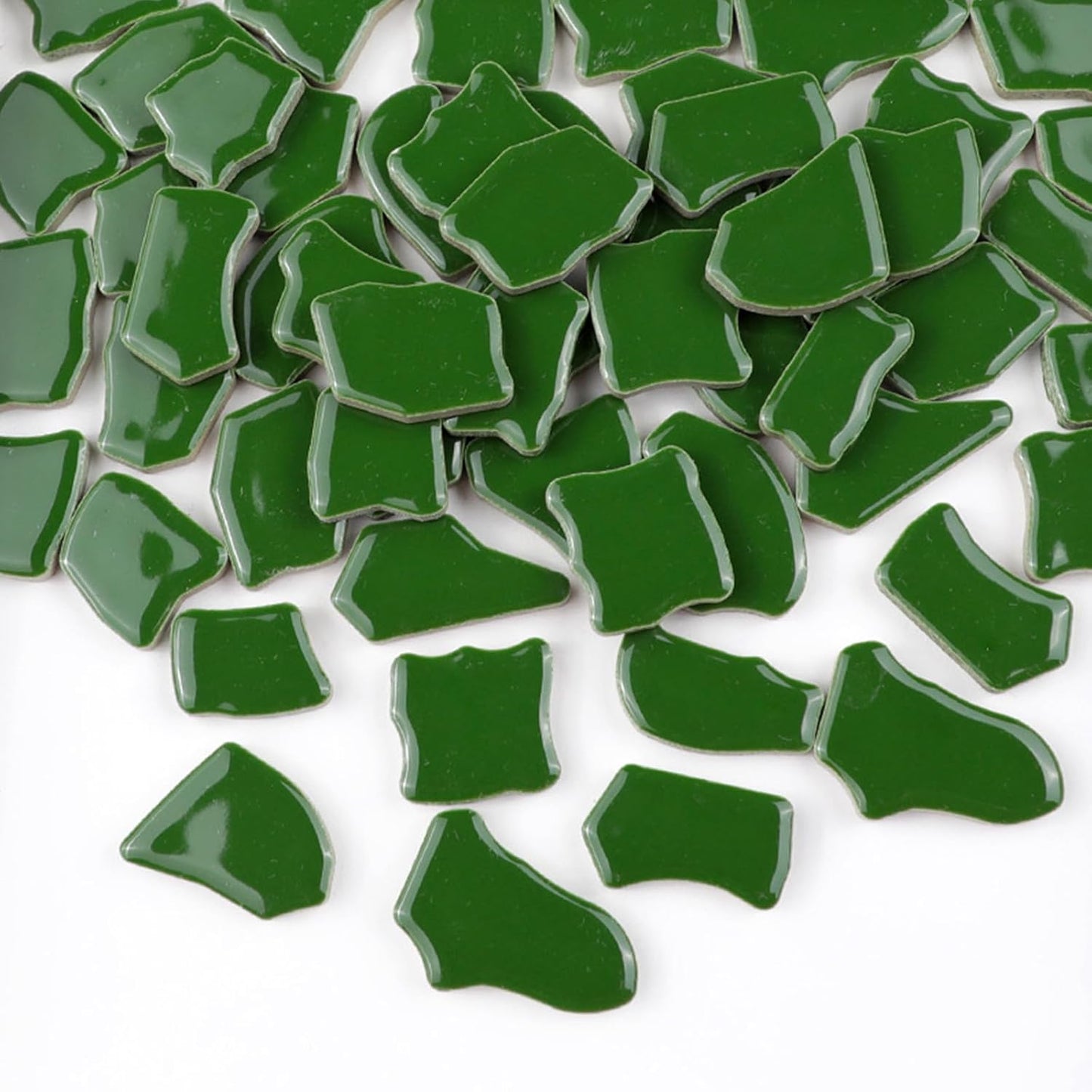 0.78"-1.57" Irregular Ceramics Mosaic Tiles,1.1LB Mosaic Pieces Stones for Home Decoration DIY Craft Plates Flowerpots Vases Cups Mosaic Making Supplies (Green)