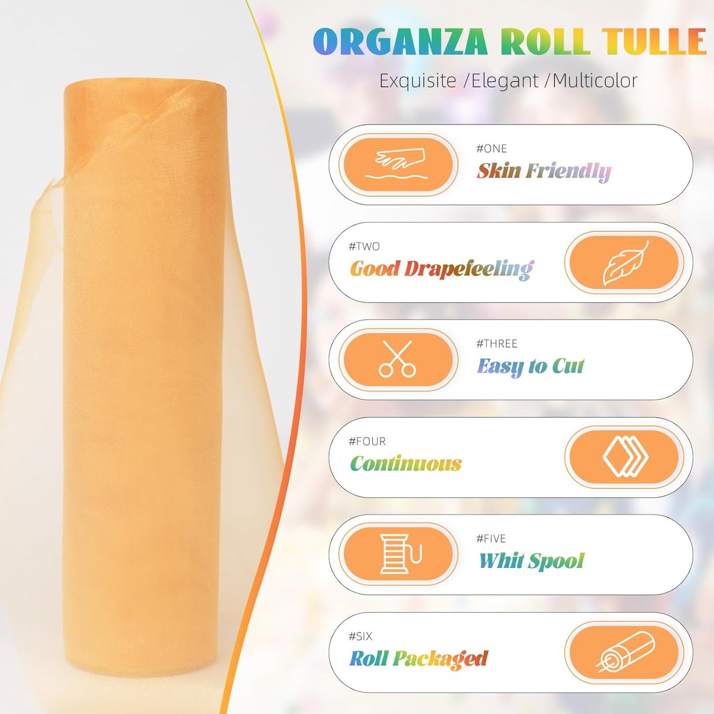 Crystal Organza Fabric Tulle 11 Inch by 50 Yards Sheer Tulle Rolls for DIY Craft Wedding Party Baby Shower Decor Gift Wrapping Party Supplies (Gold)