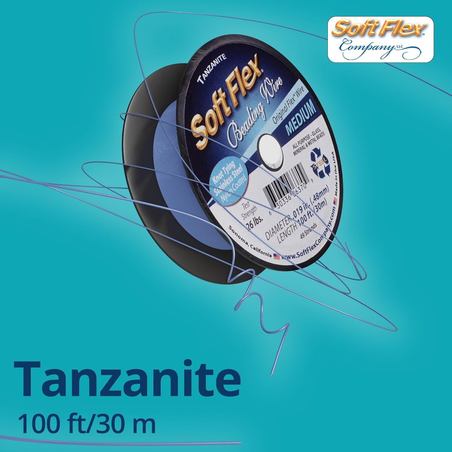 Soft Flex 49 Strand Beading Wire - Medium 0.19 Diameter - 100 Feet Nylon Design Wire