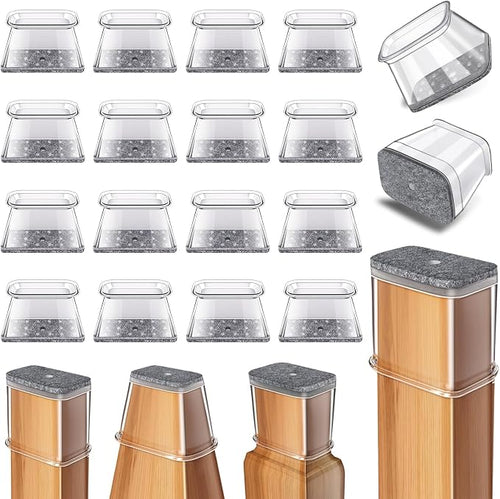 24 Pcs Chair Leg Floor Protectors Rectangle, Silicone Felt Furniture Leg Pads by Ansible