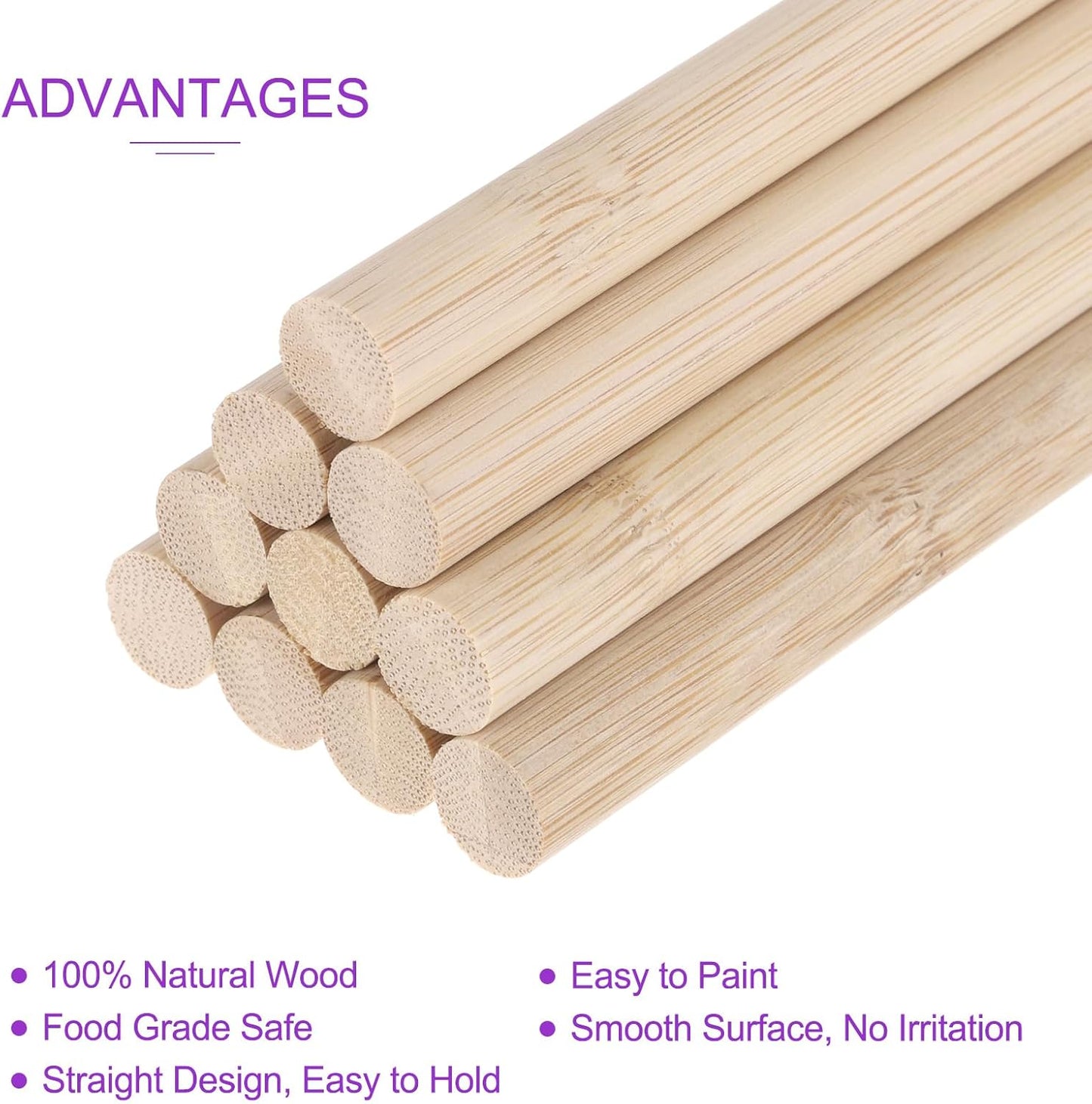 DMiotech 50 Pack 1/2" x 18" Wooden Dowel Rods Unfinished Natural Sticks Wood Craft Sticks for Home Decor Projects and Making DIY Craft,Wood Color