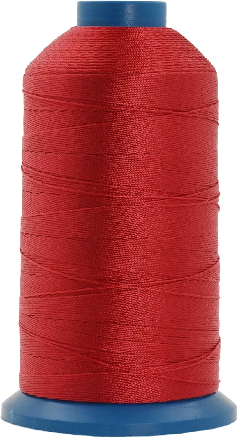 Mandala Crafts Bonded Nylon Thread Red Heavy Duty Sewing Threads - 1250 YDs Size 138 420D T135 Tex 135 Thread for Leather Jeans Weaving Outdoor Marine Upholstery Threads