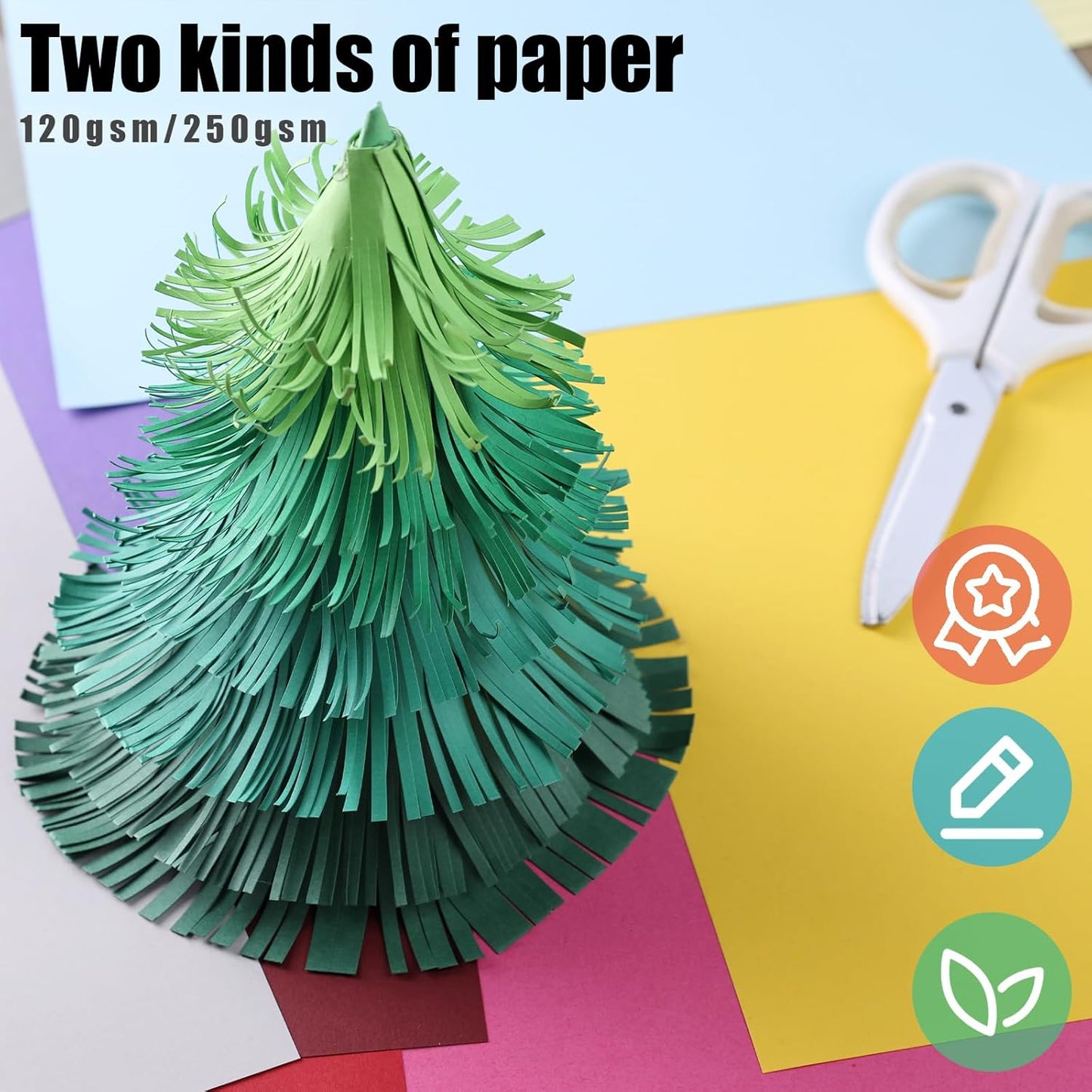 KOOGEL 20PCS Colored Paper, Including 10 Sheets 120gsm Construction paper & 10 Sheets 250gsm Assorted Color Cardstock, for Kids DIY Crafts, School Teaching Supplies