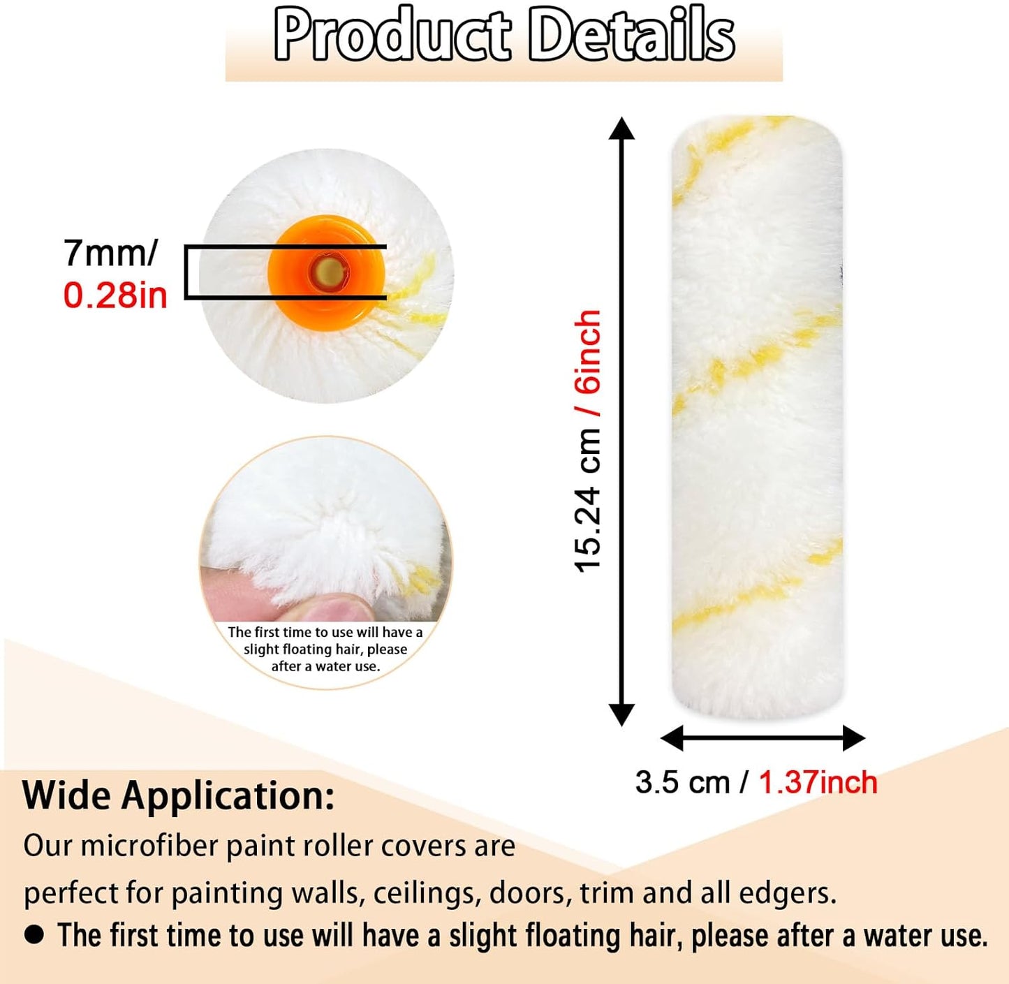 15 Pcs Paint Roller Cover with 2 Frame Set, 6 inch Microfiber Roller Covers, Washable Covers for Roller Frame, House Painting Supplies, Naps for Paint Roller Brush for Painting Walls Ceilings