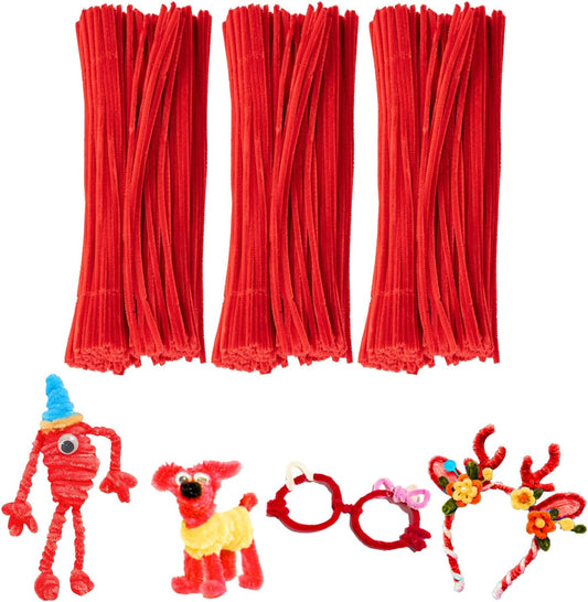 Red Pipe Cleaners Craft Supplies - Craft Pipe Cleaners & Chenille Stems for DIY Arts & Crafts Projects, Kids Toys & Games, Christmas Gifts & Decorations