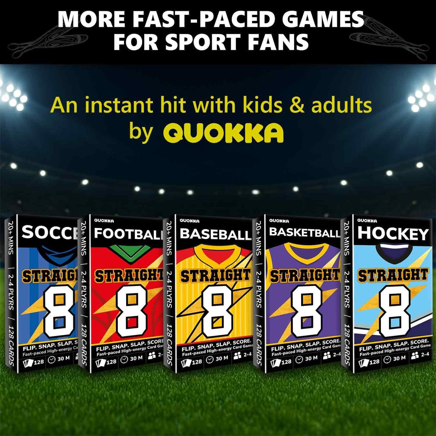 QUOKKA Baseball Fast-Paced Card Game for Kids & Adults – 128 Cards & Easy Rules – Quick & Fun Matching Game – 2-4 Players – Ages 8+ – Perfect for Family Games Night, Travel and Parties
