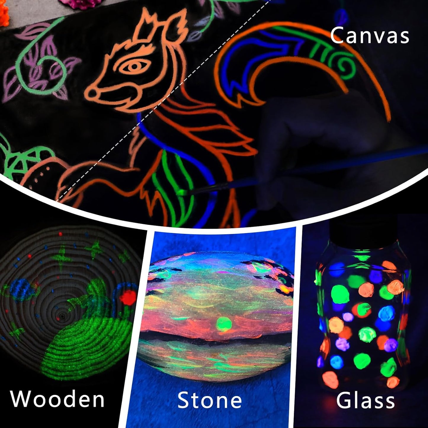 Artecho Glow in the Dark Paint, Neon Blue Paint (120ml / 4.05oz) Tubes, Art Craft Paints for Canvas, Rock, Stone, Wood, Fabric, Art Supplies