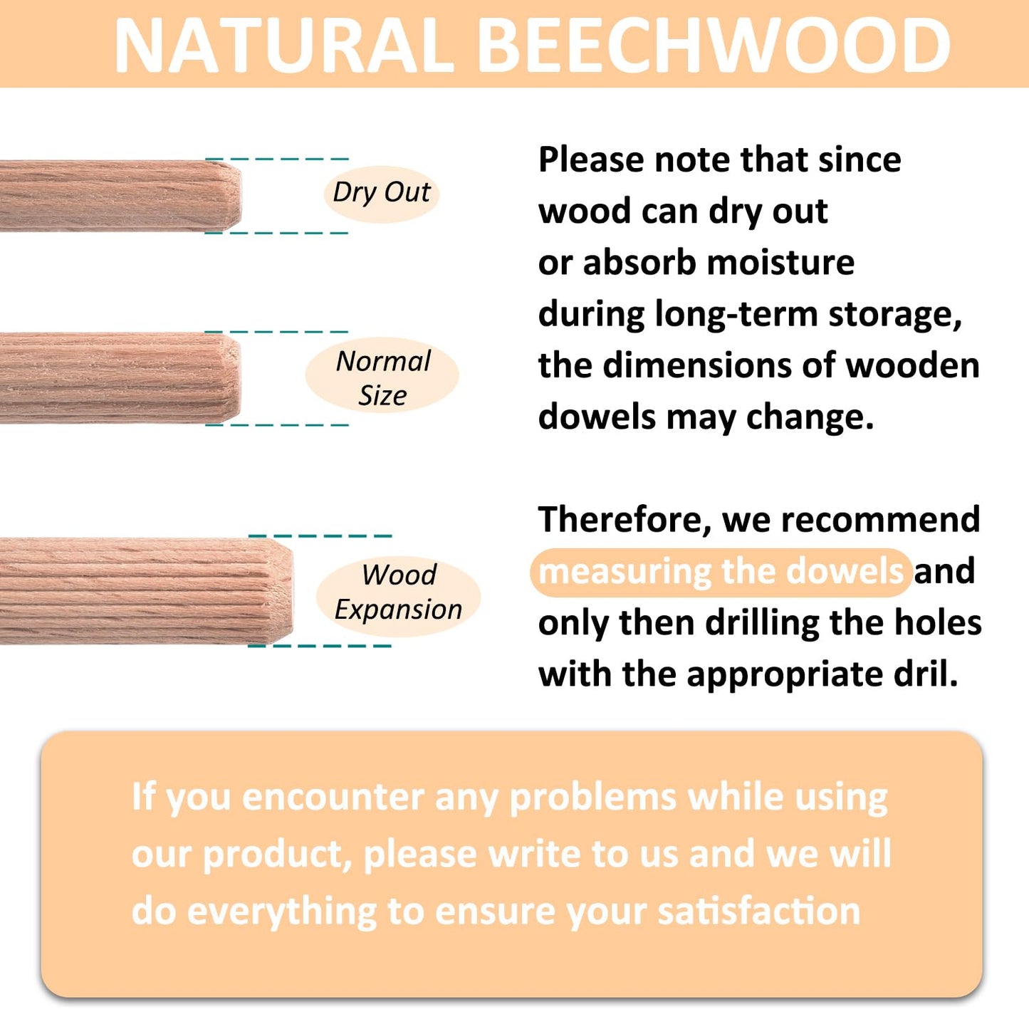 200 Pcs Wooden Dowel Pins - 1/4 inch, 5/16 inch,3/8 inch Fluted Wood Dowels Rods,Hardwood Crafts Dowel Pegs