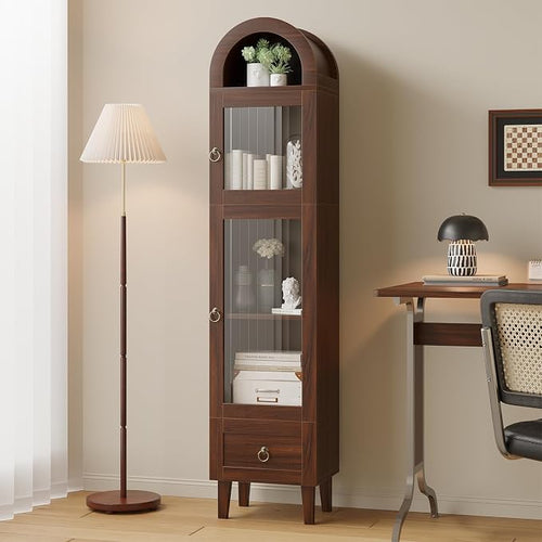 71" Tall Arched Cabinet with Acrylic Door, Modern Curio Arched Bookcase with by WelcometoIABIFO
