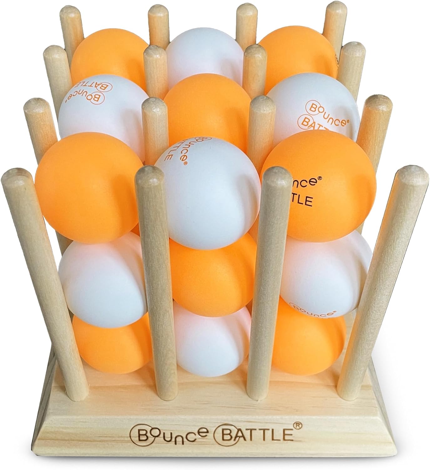 Bounce Battle™ Wood Edition – Family & Party Game for Kids, Teens & Adults – Fast-Paced Skill and Strategy Tabletop Game – Includes 27 Balls & Wooden Cube – Game of The Year Award Winner