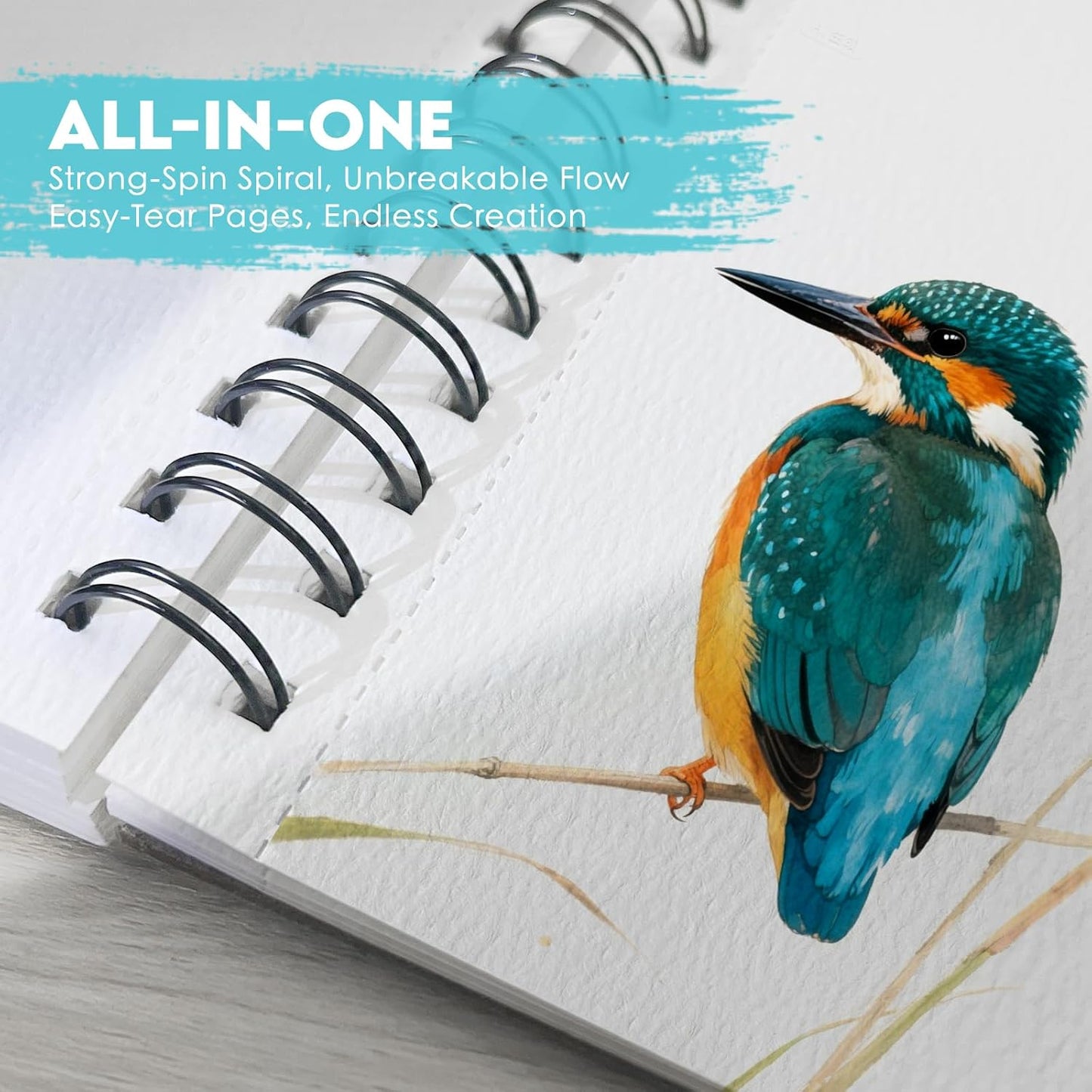 KOVIEDE 100% Cotton Watercolor Paper Pad - 30 Sheets 7"x10" Spiral Bound 140lb/300gsm Cold Press Watercolor Sketchbook, Artist Quality Art Journal Supplies for Adults, Kids & Beginners