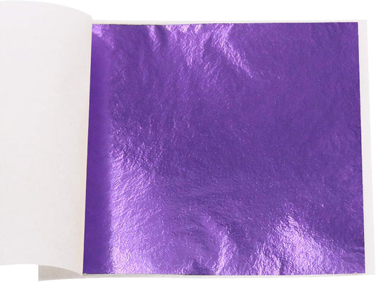 KINNO 100 Sheets Imitation Gold Foil Sheets - Purple GoId Leaf Sheets for Arts Decoration, Sculpture, Gilding, Nails, Handcrafts, Picture Frames, Paintings, Furniture, Wall, 3.15 by 3.35 Inches