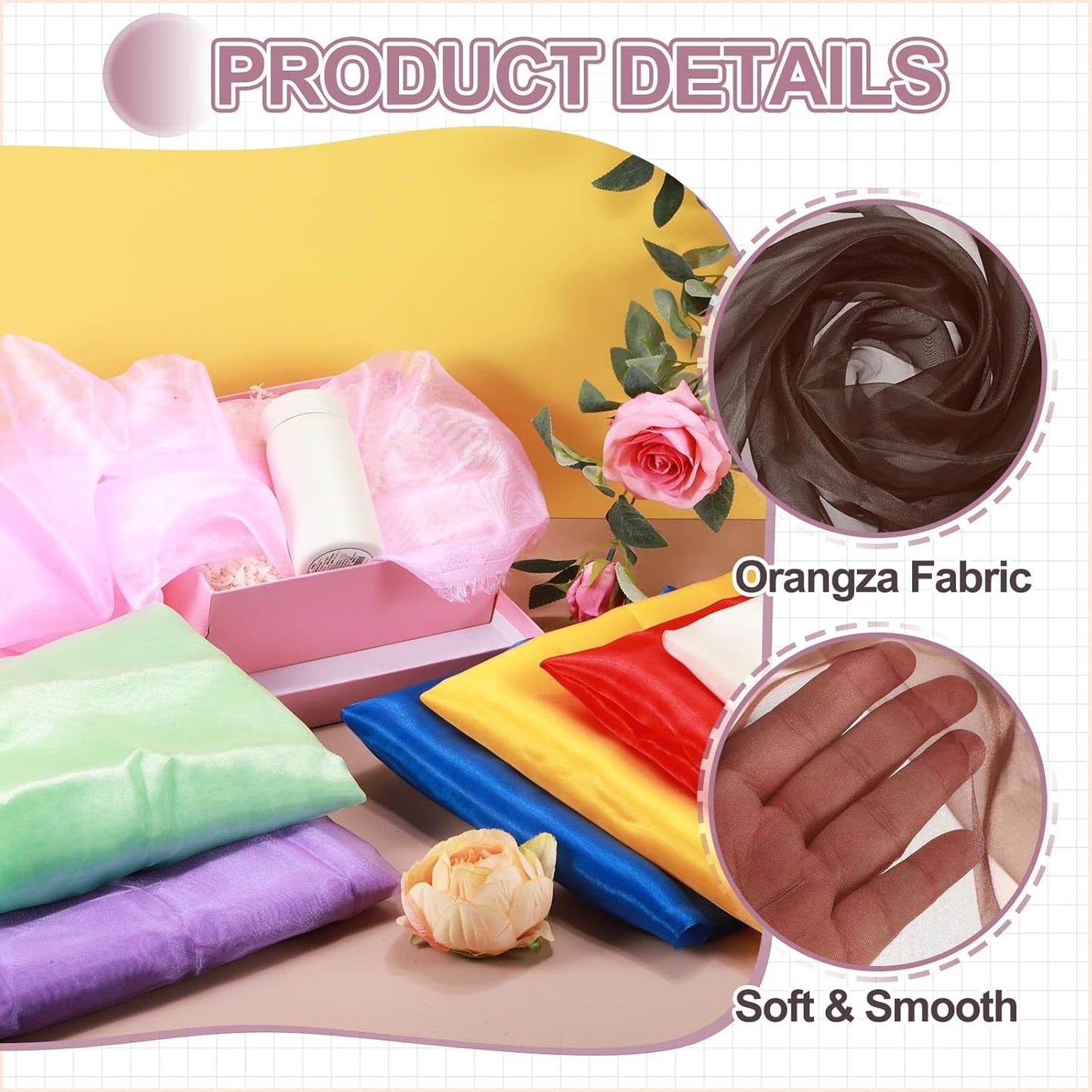 MECCANIXITY Iridescent Sheer Organza Fabric, 10 Yards x 59 Inches Solid Holographic Shiny Fabric Organza Cloth for Wedding, Curtains, Costume, Photo Background, Dark Coffee