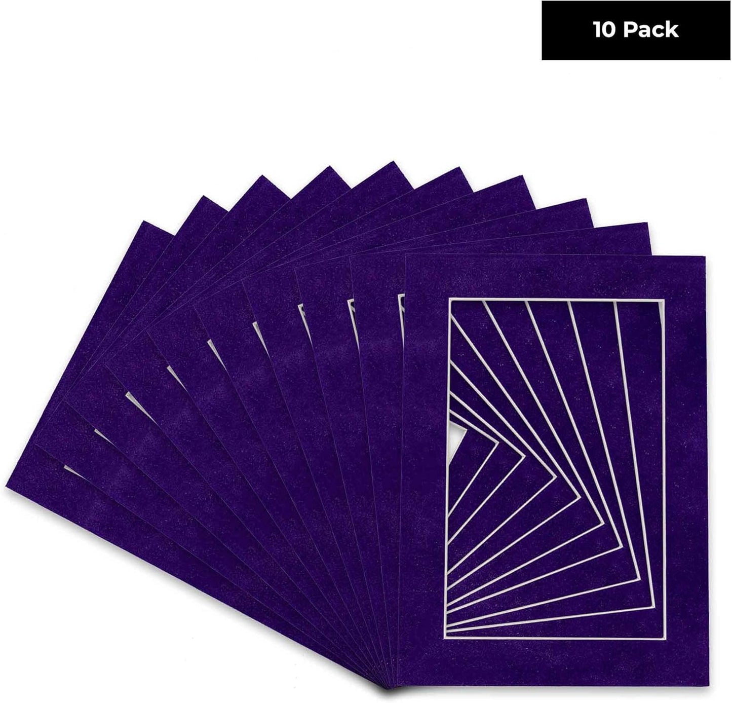 Pack of Ten Acid Free 11x14 Mats Bevel Cut for 8.5x11 Photos - Purple Crocus Suede Precut Matboards With Backing Boards and Self Seal Photo Mat Bags For Pictures, Photos, Framing - 4-ply Thickness