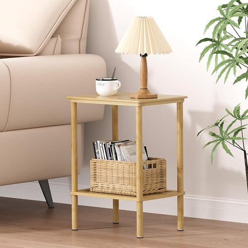 2 Tier Bamboo End Table, Narrow Side Table by Atoping