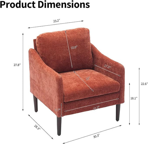 2PCS Mid Century Modern Accent Chair, Chenille Fabric Armchair - Image 2
