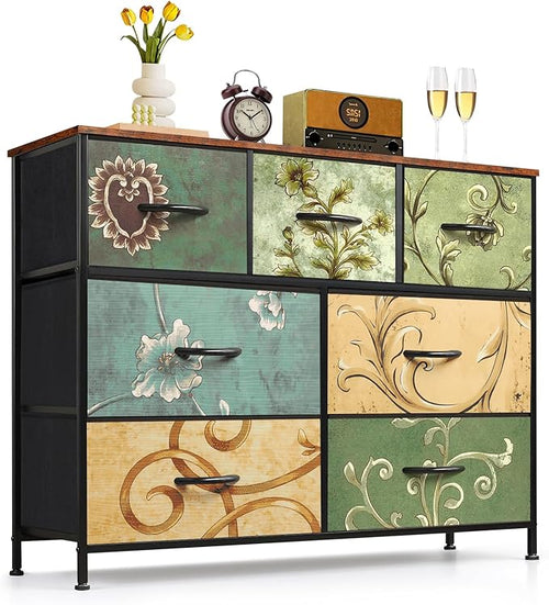 7-Drawer Dresser for Bedroom, Anti-Tip Wide Storage Organizer Fabric Chest of by SageNest