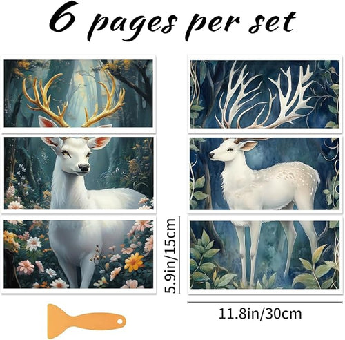 6 Sheets Forest Deer Rub on Transfers - Image 2