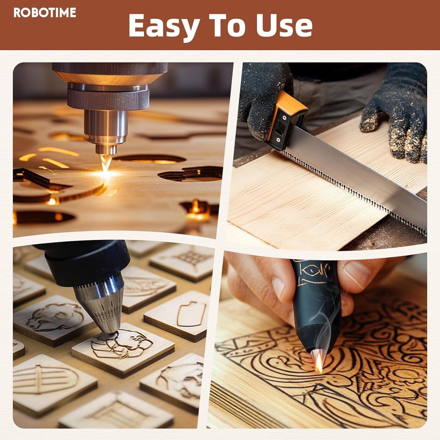 ROBOTIME 6-Pack Laser Wood Sheets 1/8" - 12 x 12 x 1/8 Inch - Oak - 3mm Plywood for Laser Cutting, Laser Engraving Blanks