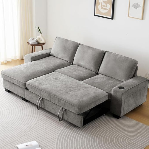 99" Convertible Sleeper Sofa Bed, L Shaped - Image 2