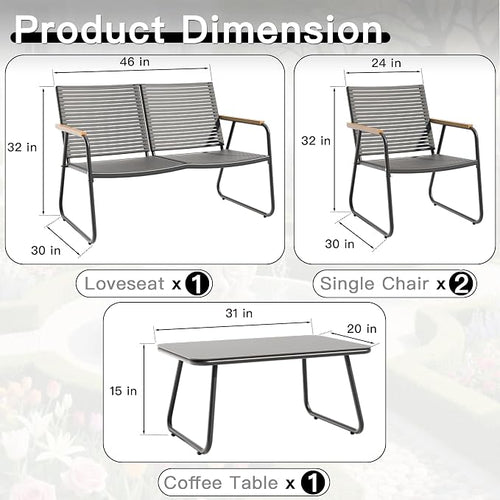 4-Piece Patio Furniture Set, Compact Outdoor Conversation Set - Image 2