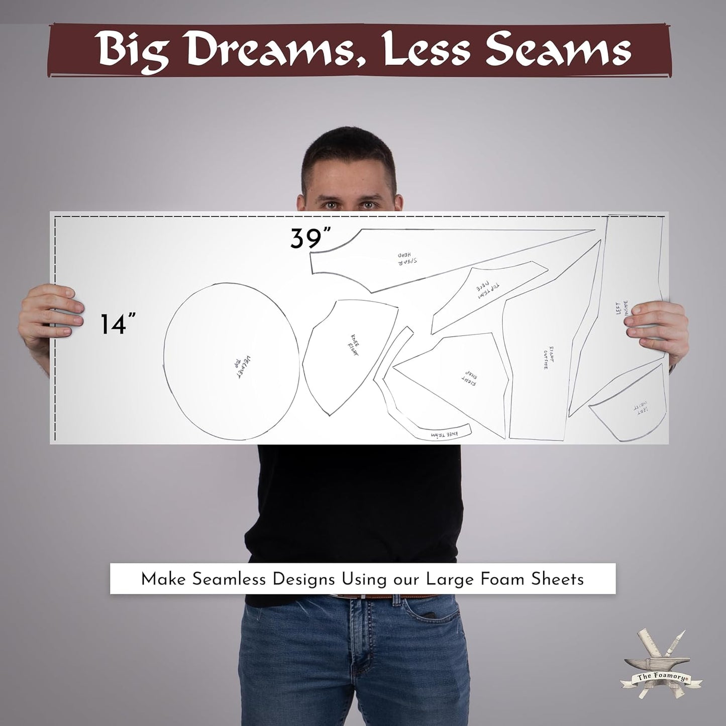 Shape Retention EVA Cosplay Foam 2mm (1mm-10mm) 14x39 inch White or Black High Density EVA Foam Sheets. Premium 85 kg/m3 Heat Shape Material for DIY Convention or Halloween Costumes by The Foamory