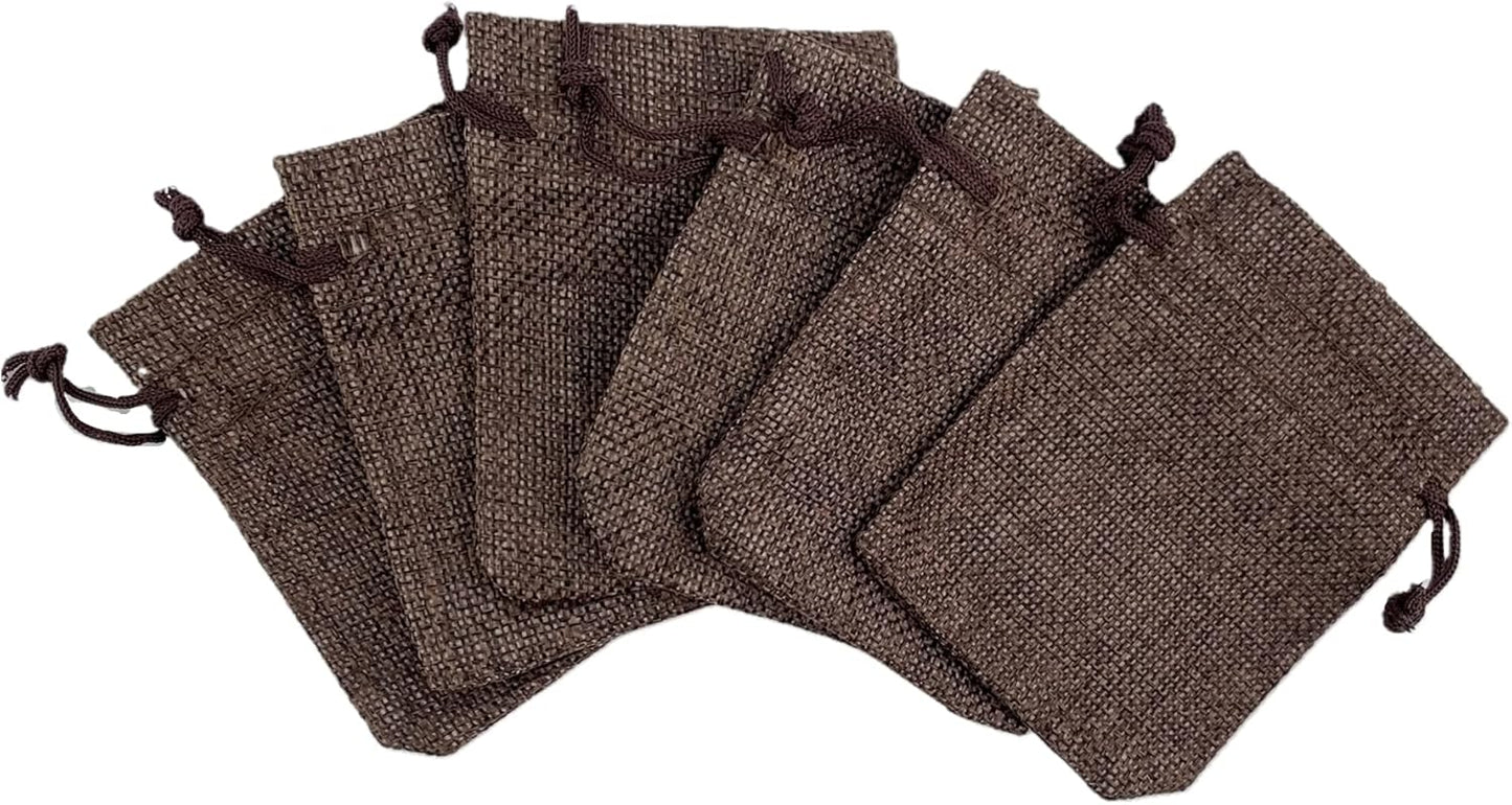 Palmhomee Pack Of 25 Burlap Gift Bags with Drawstring Linen Jewelry Pouches Wedding Hessian Jute Bags for Birthday and Treat Pouches Party Wedding Favors Gift (3.6x4.8 Inch, Coffee)